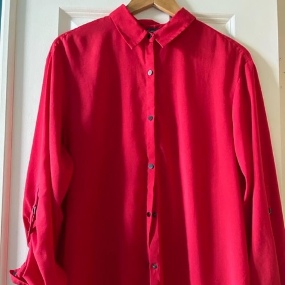 Adrianna Papell Red Button Up Blouse